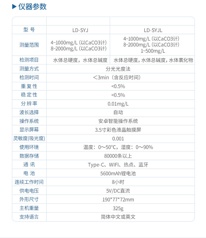 总硬度总碱度检测仪
